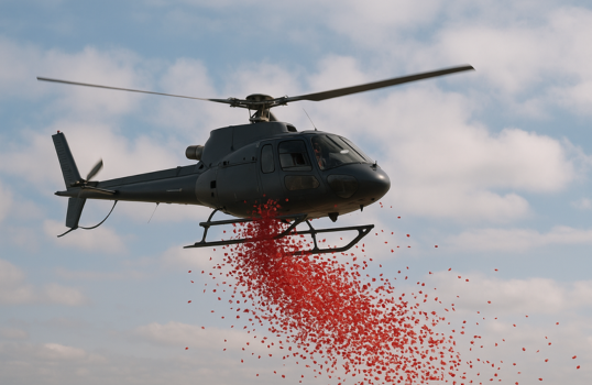 Flower Showers from Helicopter